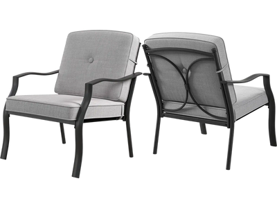 Costway 2-Piece Patio Metal Dining Chairs w/ Seat & Back Cushions 83592674 New