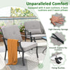 Two-piece patio metal chairs with soft cushions, featuring a durable frame and fixing buckles for backyard comfort.