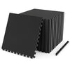 2 Pieces 0.55 inch Thick Rubber Top Exercise Mat 96 Sq Ft with Boarders-Black - Gallery View 1 of 3