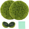 Two 20-inch artificial topiary spheres made of sun-resistant PE leaves, perfect for patio or garden decoration.