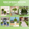 Two 20-inch artificial topiary spheres in a patio setting, ideal for garden or balcony decoration, sun-resistant PE.