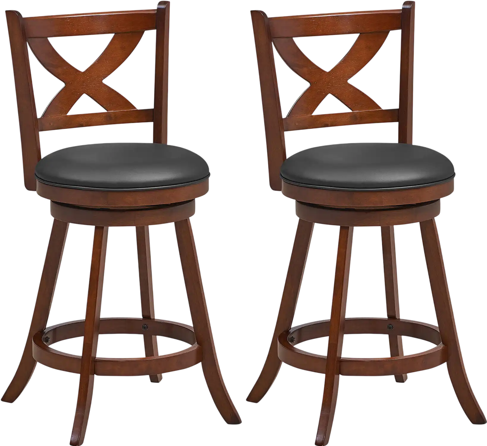 Costway Counter Height Swivel Bar Stools X-Back Set of 2 87394652 New