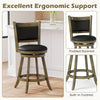 Gray 24-inch swivel counter stool set with padded backrest and built-in footrest, ideal for dining areas.
