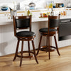 2 Pieces 24 Inch Swivel Counter Stool Dining Chair Upholstered Seat-Brown - Gallery View 1 of 9