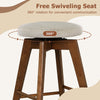 Backless swivel barstool with a beige linen fabric seat and rubber wood legs, perfect for counter height seating.