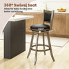 29-inch gray wooden swivel bar stool with PVC cushioned seat, ideal for easy access and socializing in the kitchen.