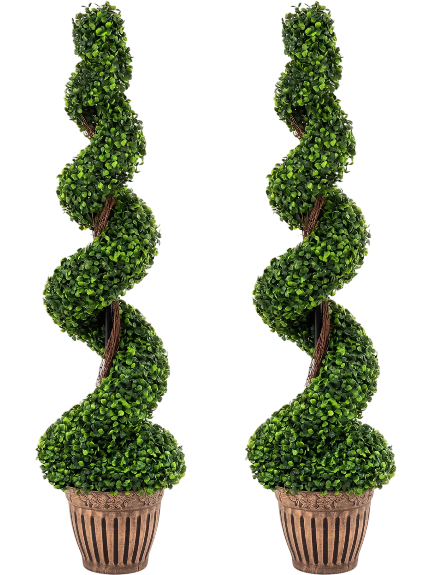 Costway 2-Pc 4' Artificial Boxwood Spiral Tree Set 07259386 New