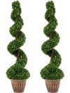 2 Pieces 4 Feet Artificial Décor Green Boxwood Spiral Tree Set