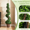 Chic 4-foot artificial boxwood spiral tree with lush green leaves and a cement base, perfect for indoor and outdoor.