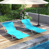 2 Pieces 5-position Lay Flat Beach Recliner with Carry Strap and Metal Frame-Navy - Gallery View 1 of 10
