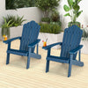 2 Pieces Adirondack Chair Set with Ergonomic Design for Porch and Backyard-Navy - Gallery View 1 of 11