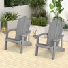 2 Pieces Adirondack Chair Set with Ergonomic Design for Porch and Backyard-Silver - Gallery View 1 of 11