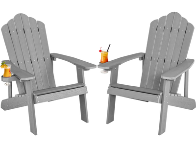 Costway 2-Pc Adirondack Chair Set Ergonomic Porch Backyard 23532870 New