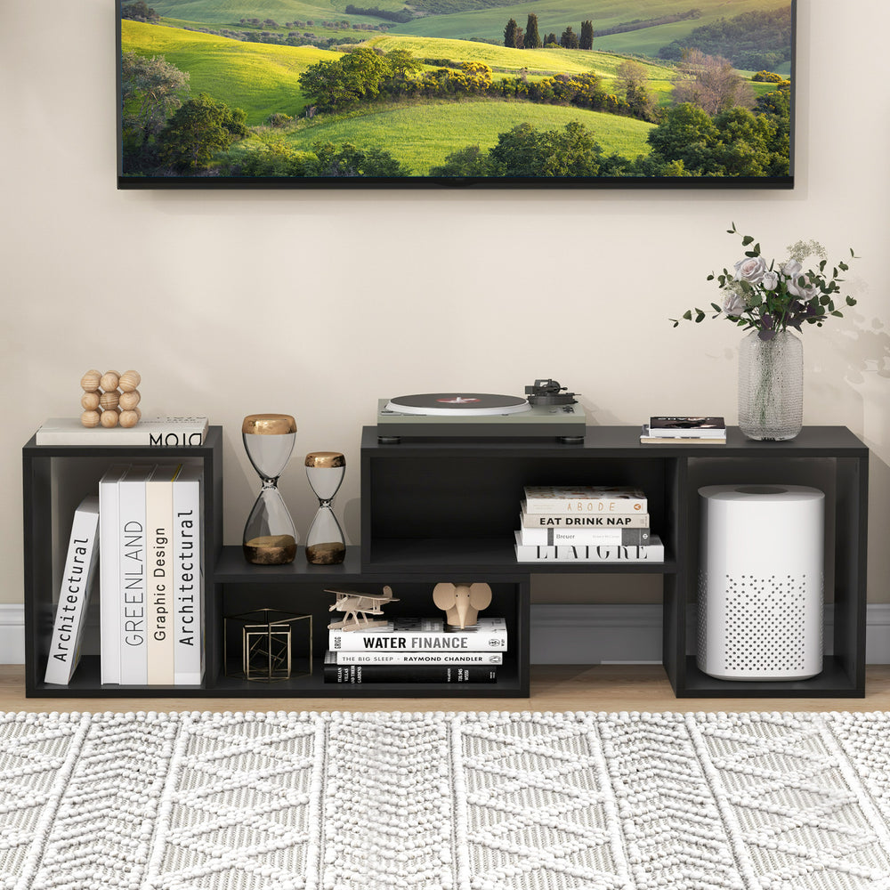 2 Pieces Adjustable TV Stand for TVs up to 55 Inch with Storage Cubes-Black - Gallery View 1 of 10
