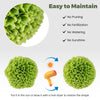 Green artificial topiary balls made of PE leaves, easy to maintain, perfect for porch or balcony decoration.