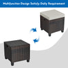 Rattan ottoman set with removable beige cushions, featuring a sturdy steel frame for versatile outdoor use.