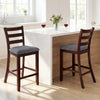 2 Pieces Counter Height Chairs with Fabric Seat and Rubber Wood Legs - Gallery View 1 of 10
