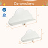 Cloud-shaped floating shelves in white, 24" and 19" sizes, perfect for organizing books and toys in a child's room.