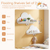 Floating cloud shelves set of 2 in white for organizing books and toys, perfect for a nursery or playroom.