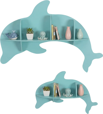 Costway Floating Dolphin Wall Mounted Kids Storage Display Shelves 70488020 New