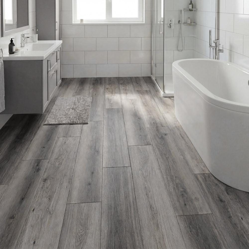 2 Pieces Floor Tile Vinyl Flooring Waterproof Vinyl Plank Flooring-Gray - Gallery View 1 of 10