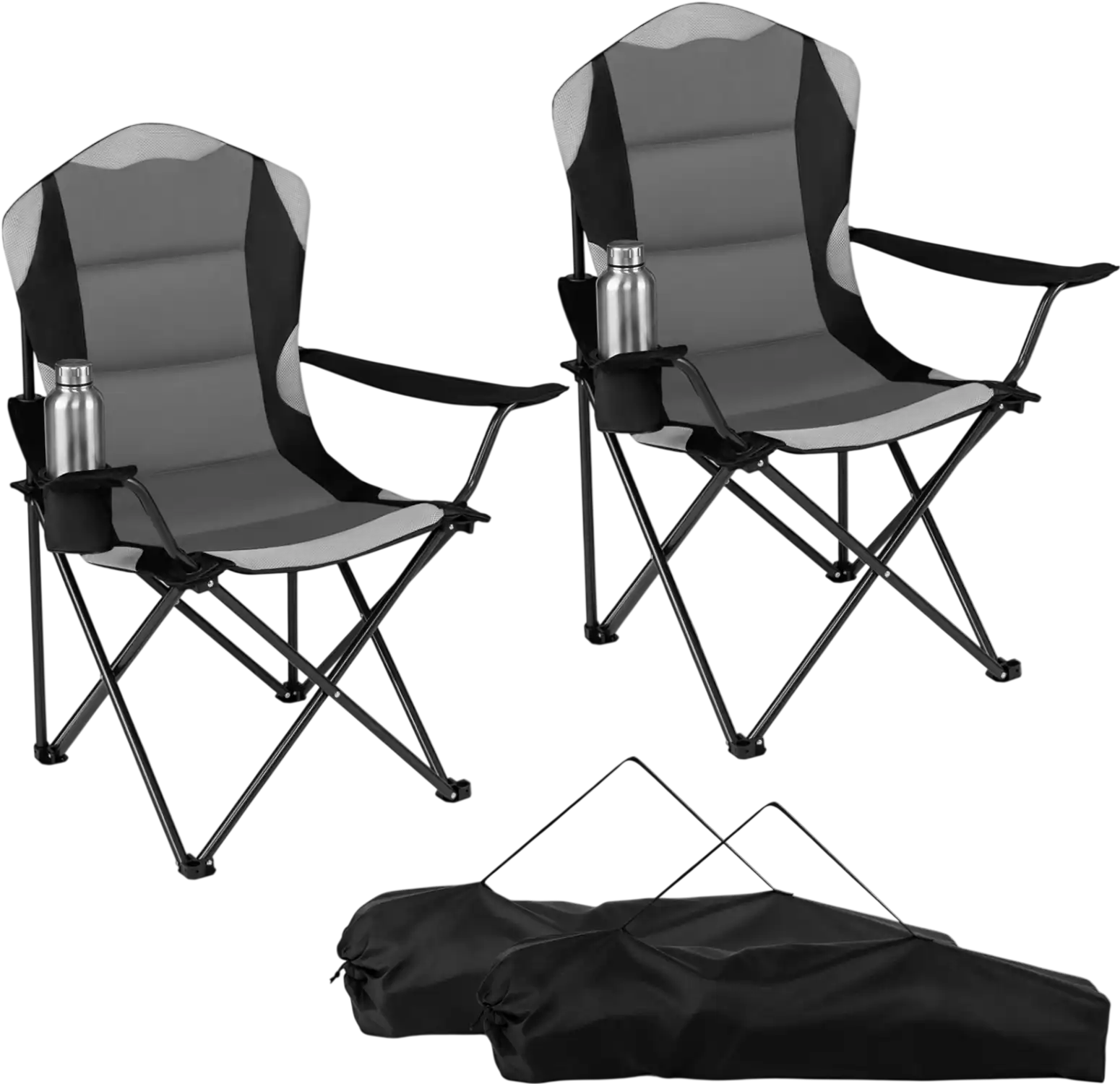 Costway 2-Pc Folding Camping Beach Chairs w/ Cup Holders 79194166 New
