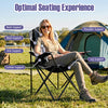 Folding camping chair set in black with neck, back, and arm support, ideal for picnics and outdoor gatherings.