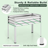 Galvanized raised garden bed with legs, featuring a greenhouse cover, reinforced crossbars, and weatherproof metal for.