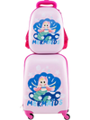 Kids carry-on luggage set featuring a mermaid design, includes a 12-inch backpack, perfect for travel and outdoor.