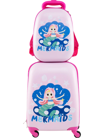Costway 2-Pc Kids Carry-On Luggage Set w/ 12