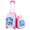 Cute pink kids' carry-on suitcase with mermaid design, featuring a telescoping handle and 360° wheels for easy travel.