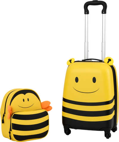 Costway 2-Piece Kids Luggage Set on Wheels Anti-Lose Rope Retractable Rod 55672326 New