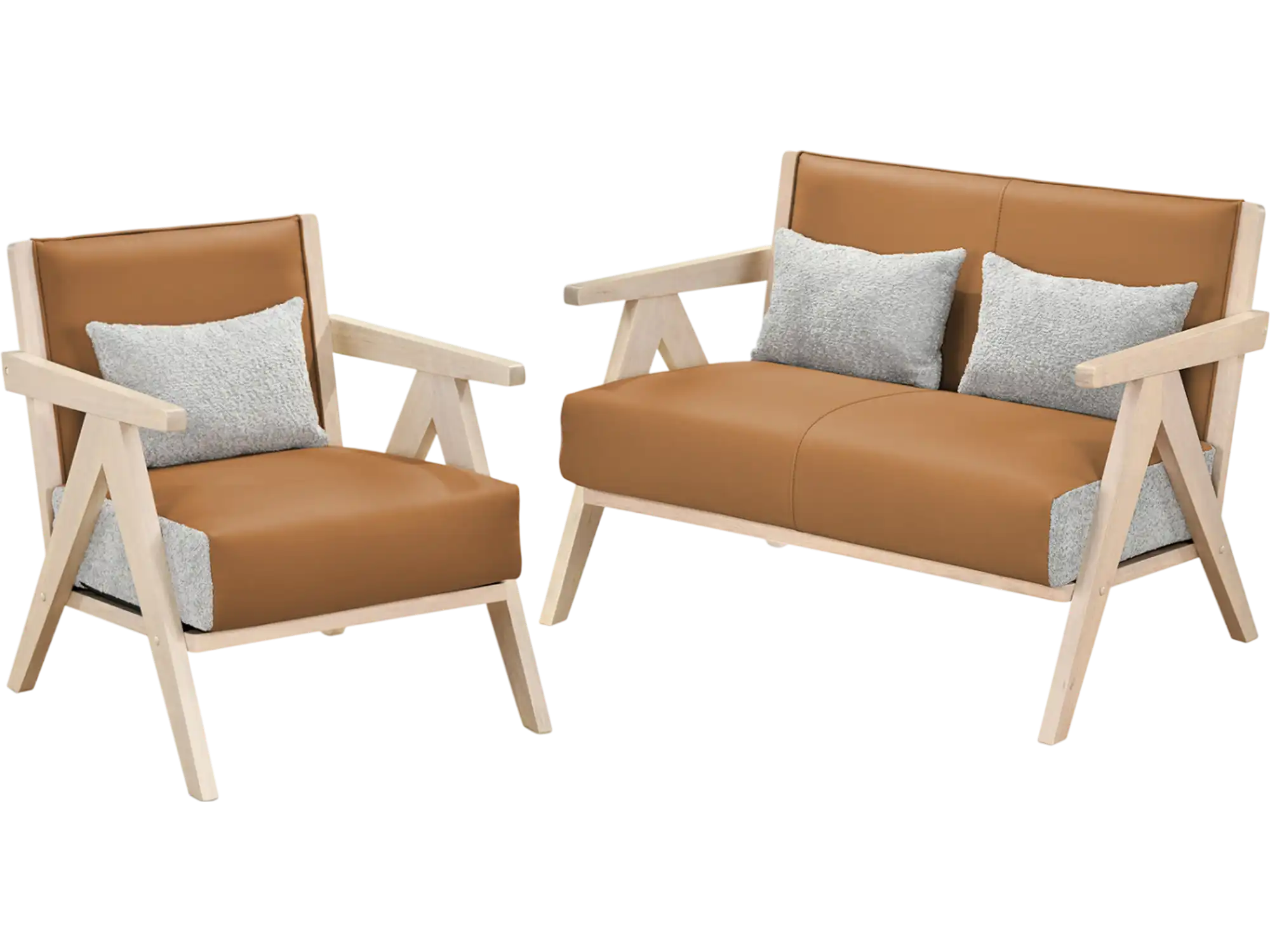 Costway 2-Piece Living Room Sofa Set Rubber Wood Frame 32345293 New