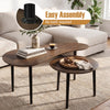 Mid-century nesting tables with walnut finish and rubber wood legs, perfect as coffee tables or side tables for.