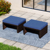 Multipurpose Outdoor 2 Pieces Patio PE Rattan Ottomans Footstool-Navy - Gallery View 1 of 9