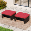Multipurpose Outdoor 2 Pieces Patio PE Rattan Ottomans Footstool-Red - Gallery View 1 of 9
