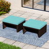 Multipurpose Outdoor 2 Pieces Patio PE Rattan Ottomans Footstool-Turquoise - Gallery View 1 of 9