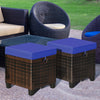 2 Pieces Patio Rattan Ottoman Set with Removable Cushions-Navy - Gallery View 1 of 10