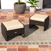 2 Pieces Outdoor Patio PE Wicker Ottomans with Removable Cushions-Brown - Gallery View 1 of 9