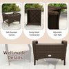 Set of 2 outdoor patio PE wicker ottomans with removable beige cushions, featuring sturdy metal construction and.