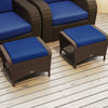Set of 2 Outdoor Patio PE Wicker Ottomans with Removable Cushions-Navy - Gallery View 1 of 10