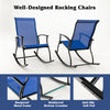 Navy outdoor rocking chairs with breathable backrest, rustproof metal frame, and anti-slip soft pad for backyard.