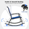 Navy outdoor rocking chair showcasing a stable design with breathable backrest, perfect for backyard relaxation.