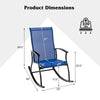 Navy outdoor rocking chair dimensions with ergonomic design, stable metal frame, and breathable fabric for comfort.
