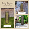 Square wicker floor lamp in brown, solar-powered, IP65 waterproof, suitable for outdoor use in various weather.
