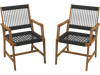 Set of 2 Patio Acacia Wood Dining Chairs with Armrests for Lawn Yard