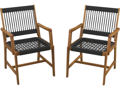 Costway Set of 2 Patio Acacia Wood Dining Chairs w/ Armrests 38751294 New