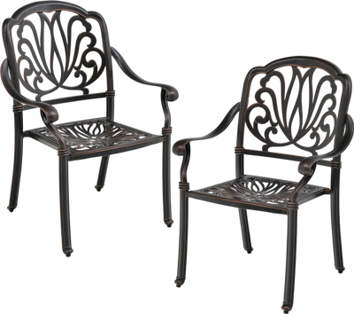 Costway 2-Piece Cast Aluminum Patio Dining Chairs with Armrests 19457283 New