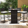 Cushioned wicker barstools with footrest and backrest, featuring hand-woven PE rattan, perfect for outdoor relaxation.