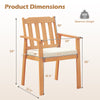 Acacia wood patio dining chair with soft cushion, 400 lbs capacity, ideal for backyard or garden dining.